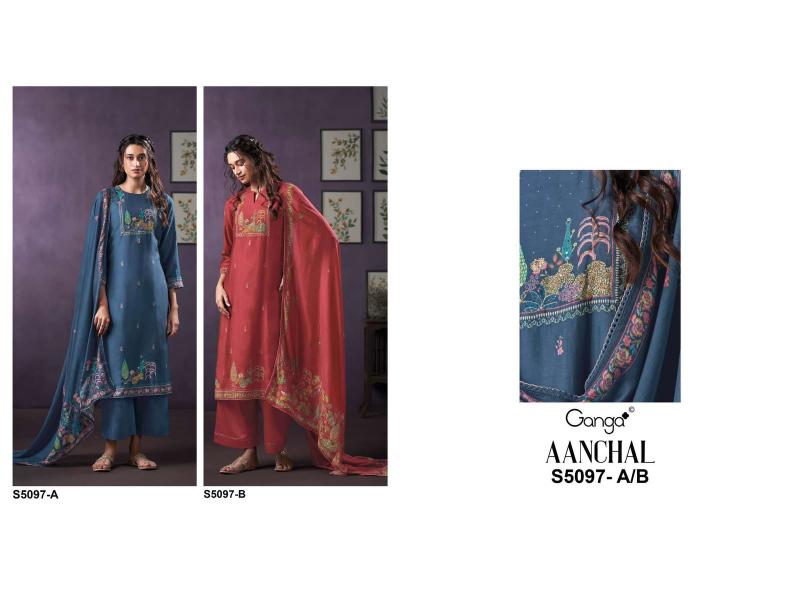 Ganga aanchal 5097 dress material wholesale